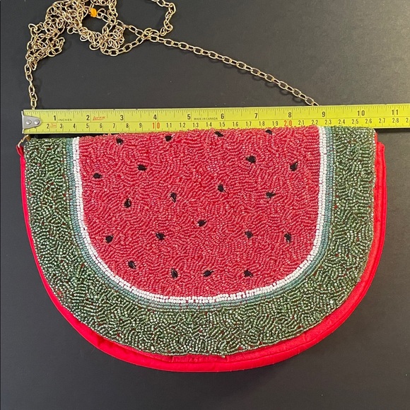 LULU Watermelon Beaded Crossbody Chain Strap Whimsical Unique Maximalism Bag - Picture 9 of 12